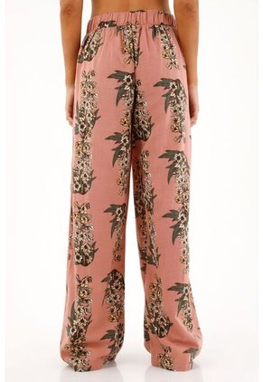 Topmark Pantalón Rosado Tiro Alto Con Estampado De Flores Para Mujer