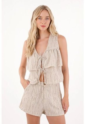 Topmark Camisa En Tela Estampada Tipo Chaleco Para Mujer