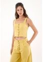 Topmark Camisa Manga Sisa Con Botones Amarilla Para Mujer de topmark