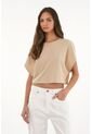 Topmark Camiseta Crop Amplia Café Para Mujer de topmark