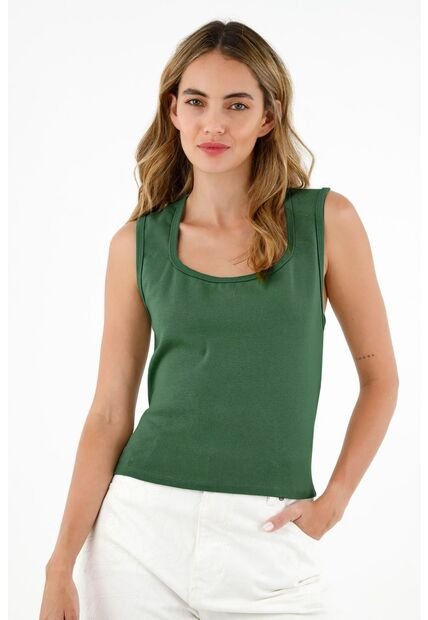 Camiseta Manga Sisa Verde Para Mujer