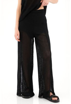 Topmark Pantalón Negro Con Aberturas En Frente Para Mujer