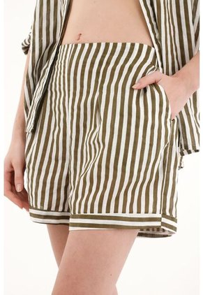 Topmark Bermuda Con Estampado De Rayas Para Mujer