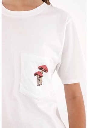 Topmark Camiseta En 100% Algodón Con Bolsillo Blanca Para Mujer