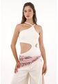 Topmark Body Asimétrico En Rib Crudo Para Mujer de topmark