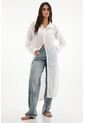 Kimono Blanco Manga Larga Con Aberturas Para Mujer de topmark