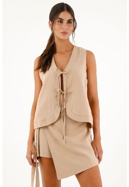 Topmark Camisa Tipo Chaleco Crudo Para Mujer