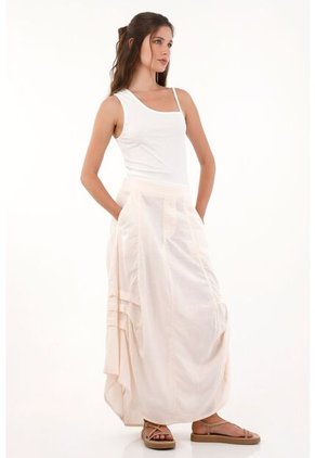 Topmark Falda Larga Con Bolsillos De Parche Crudo Para Mujer