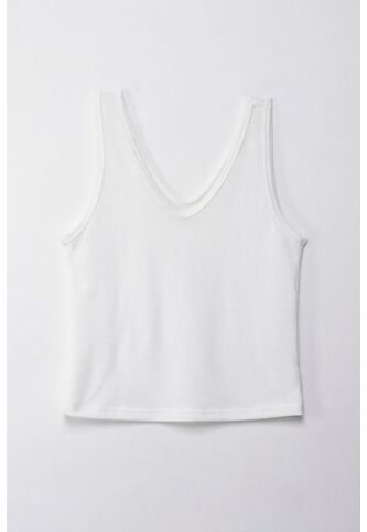 Topmark Camiseta Básica Manga Sisa Crudo Con Detalle Frontal Para Mujer topmark