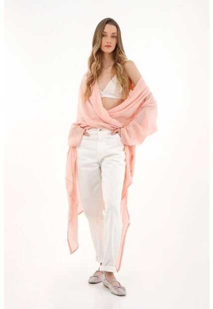 Topmark Camisa Larga Con Escote En V Rosada Para Mujer