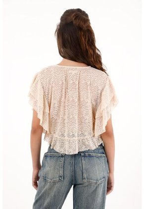 Topmark Camisa Con Boleros Y Transparencia Crudo Para Mujer