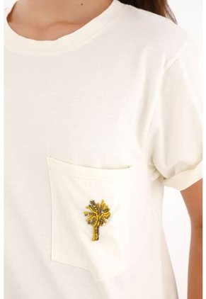 Topmark Camiseta En 100% Algodón Con Bolsillo Crudo Para Mujer