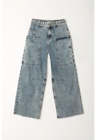 Topmark Jean Wide Leg Tiro Alto Azul Para Mujer topmark