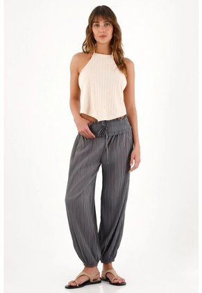 Topmark Pantalón Jogger Con Textura Plisada Gris Para Mujer