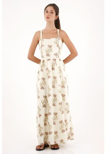 Topmark Vestido Largo Con Estampado De Flores Crudo Para Mujer