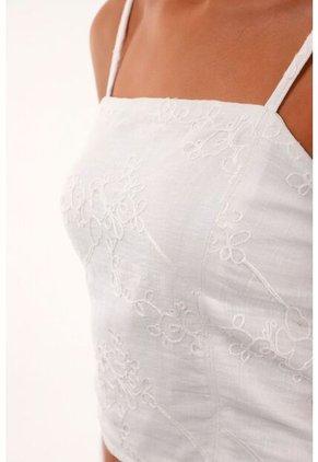 Topmark Camisa Crudo De Tela Bordada Para Mujer