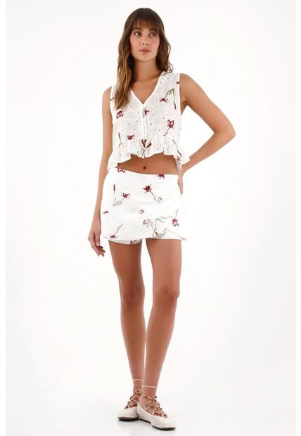 Topmark Chaleco En Ojalillo Con Estampado De Flores Para Mujer