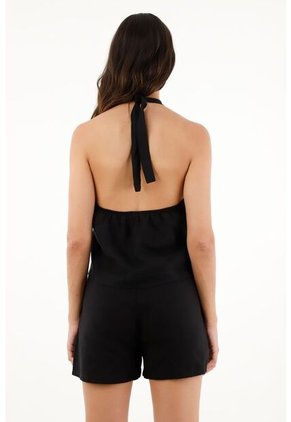 Topmark Camisa Negra Con Escote En Espalda Para Mujer