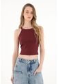 Camiseta Manga Sisa Crop Morada Para Mujer de topmark