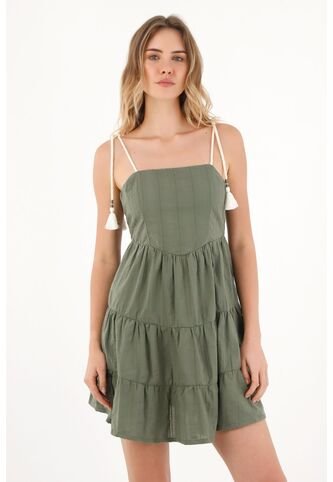 Topmark Vestido Corto De Tiras Verde Para Mujer topmark