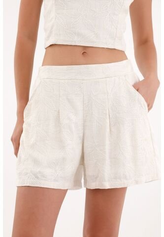 Topmark Short Con Tela Bordada En Delantero Crudo Para Mujer topmark