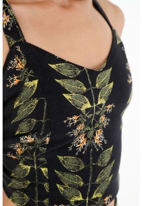 Topmark Camisa Negra Tipo Crop Top Para Mujer