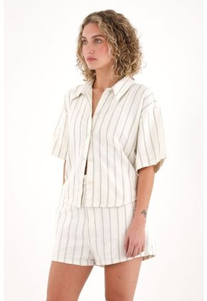 Topmark Camisa De Diseño A Rayas Crudo Para Mujer