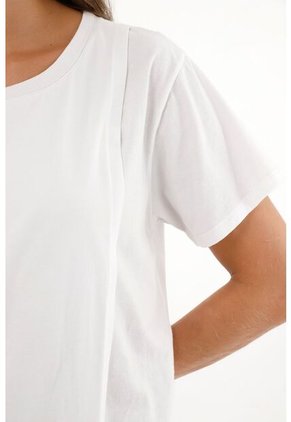 Topmark Camiseta Blanca Con Ruedo Asimétrico Para Mujer