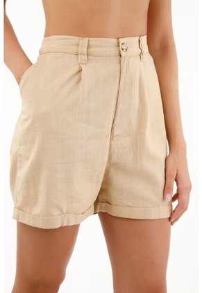 Bermuda De Tiro Alto Con Guardapolvo Para Mujer