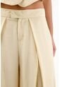 Topmark Pantalón Para Mujer De Lino Arena Palazzo Con Pliegues Frontales de topmark