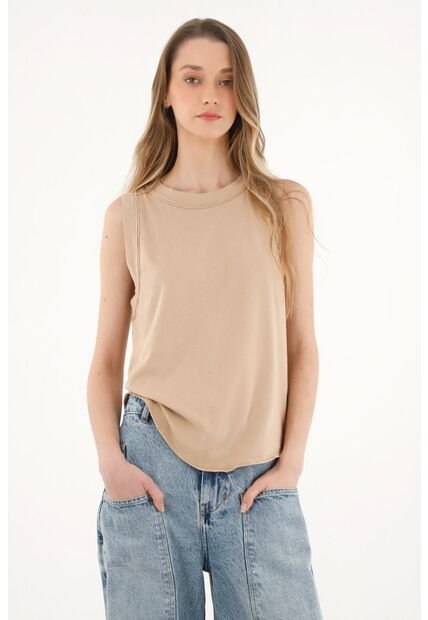 Camiseta Crudo De Manga Sisa Para Mujer