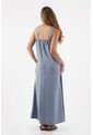 Topmark Vestido Para Mujer De Viscosa Azul Humo Relajado Con Escote Halter Anudado de topmark