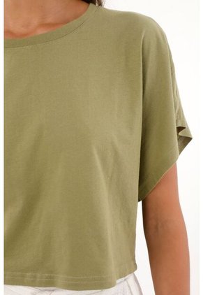Camiseta Crop Amplia Verde Para Mujer