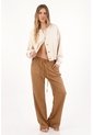 Topmark Pantalón Recto Con Cintura Elástica Café Para Mujer de topmark