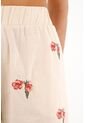 Bermuda Crudo Con Bordado De Flores Para Mujer de topmark