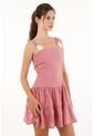 Vestido Corto Con Flores Tejidas Rosado Para Mujer de topmark