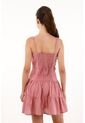 Vestido Corto Con Flores Tejidas Rosado Para Mujer de topmark