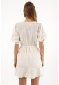 Topmark Vestido Corto De Mangas Con Volumen Café Para Mujer de topmark