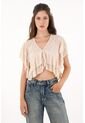 Topmark Camisa Con Boleros Y Transparencia Crudo Para Mujer de topmark