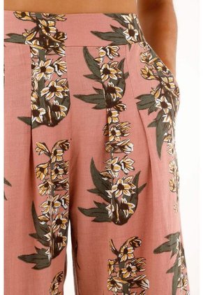 Topmark Pantalón Rosado Tiro Alto Con Estampado De Flores Para Mujer