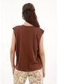 Camiseta Manga Sisa Con Prenses Café Para Mujer de topmark