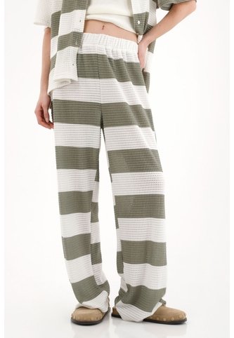 Topmark Pantalón Recto Tejido Con Diseño A Rayas Para Mujer topmark