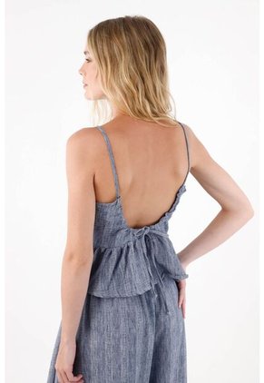 Topmark Camisa De Tiras Y Tela Fluida Azul Para Mujer