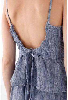 Topmark Camisa De Tiras Y Tela Fluida Azul Para Mujer