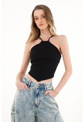 Topmark Camiseta Negra De Tiras Para Mujer topmark