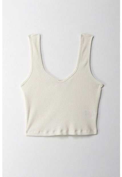 Camiseta Crop En Rib Crudo Para Mujer