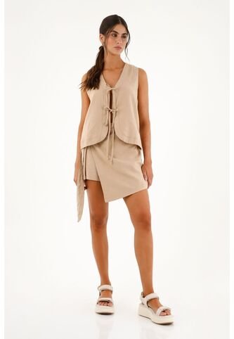 Topmark Falda Short Crudo Con Tapa Delantera Para Mujer topmark