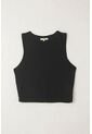 Topmark Camiseta Manga Sisa Tejida Negra Para Mujer de topmark
