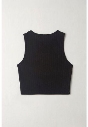 Topmark Camiseta Manga Sisa Tejida Negra Para Mujer