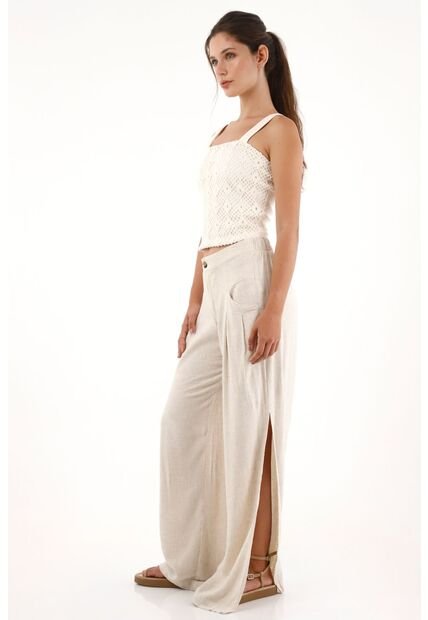 Topmark Pantalón Con Textura Especial Crudo Para Mujer